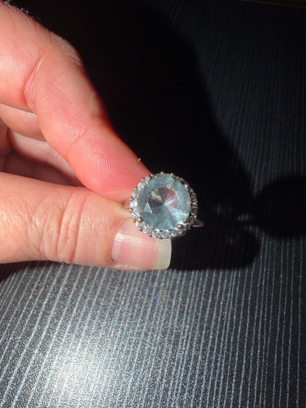 Susanna Galanis Sterling Silver Aquamarine Blue Quartz Halo Ring